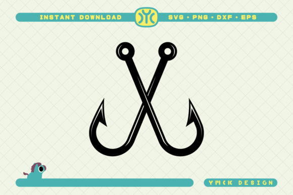 Crossed Fish Hooks SVG Fish Hook SVG